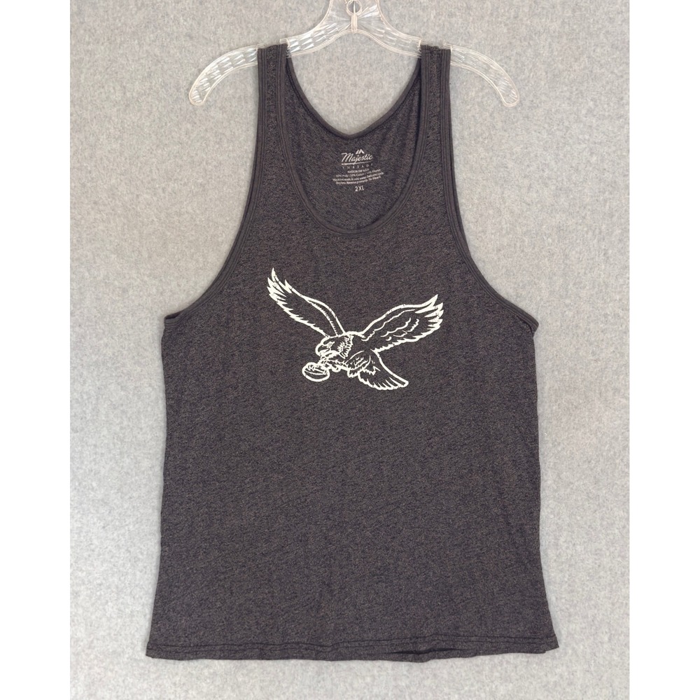 Majestic Threads Philadelphia Eagles Tank Top Boys 2XL Charcoal Tri-Blend USA